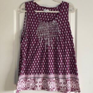 Flowy deep pink tank top with silver accents